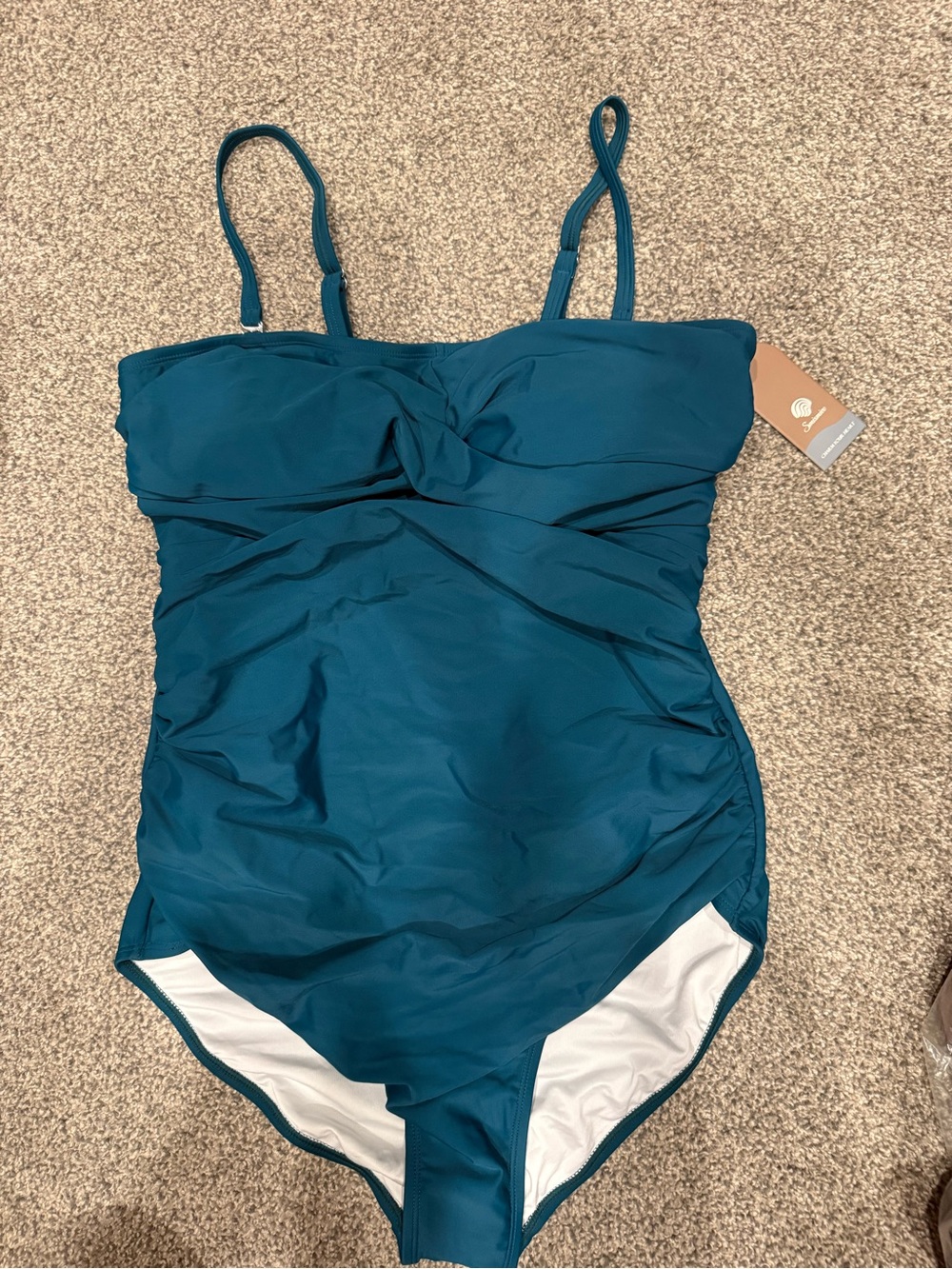 Women’s Teal One-Piece Swim Suit with Twist Front